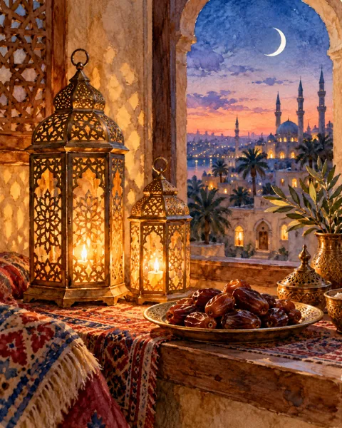 Ramadan Lanterns · Watercolor style