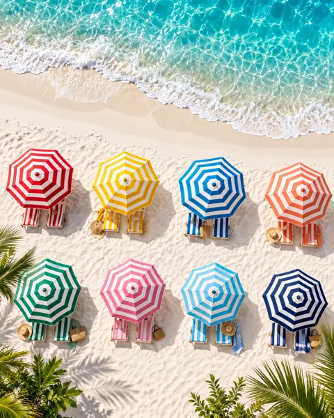 Summer Beach Umbrellas · Minimal flat lay