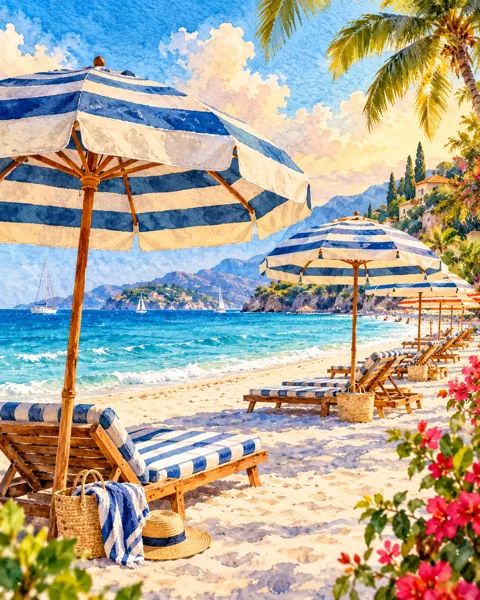 Summer Beach Umbrellas · Watercolor style