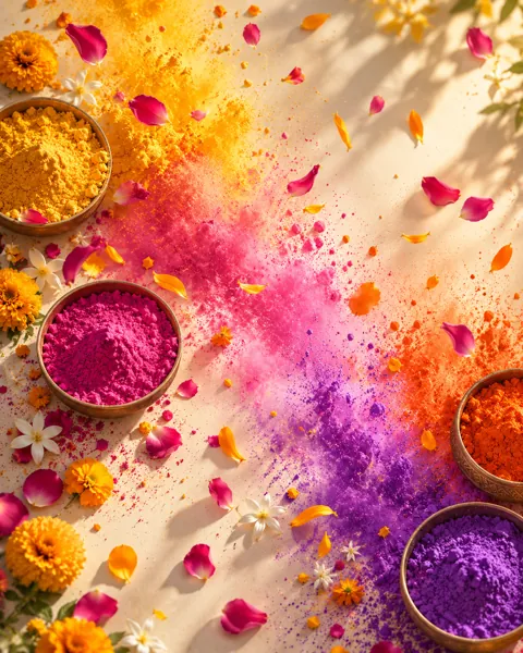 Holi Color Clouds · Minimal flat lay