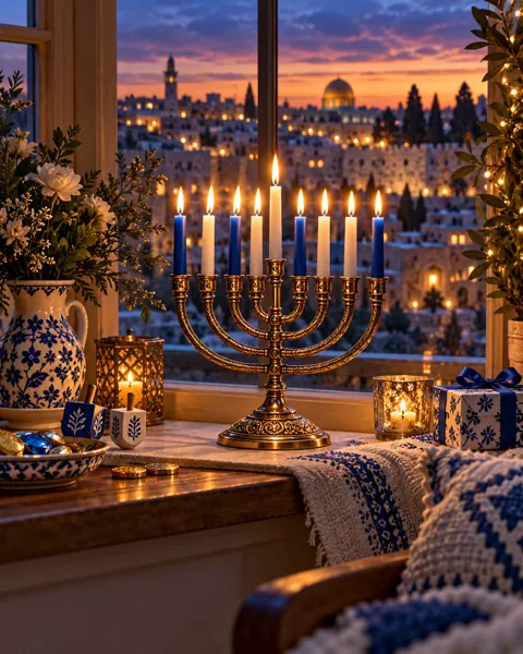 Hanukkah Candles · Cinematic dusk