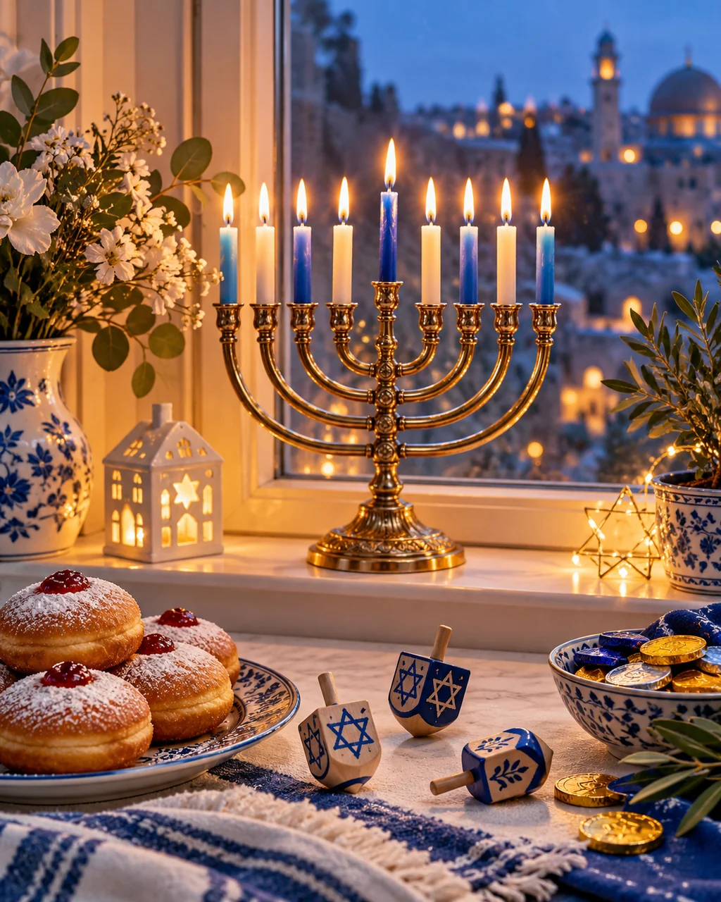 Hanukkah Candles · Minimal flat lay