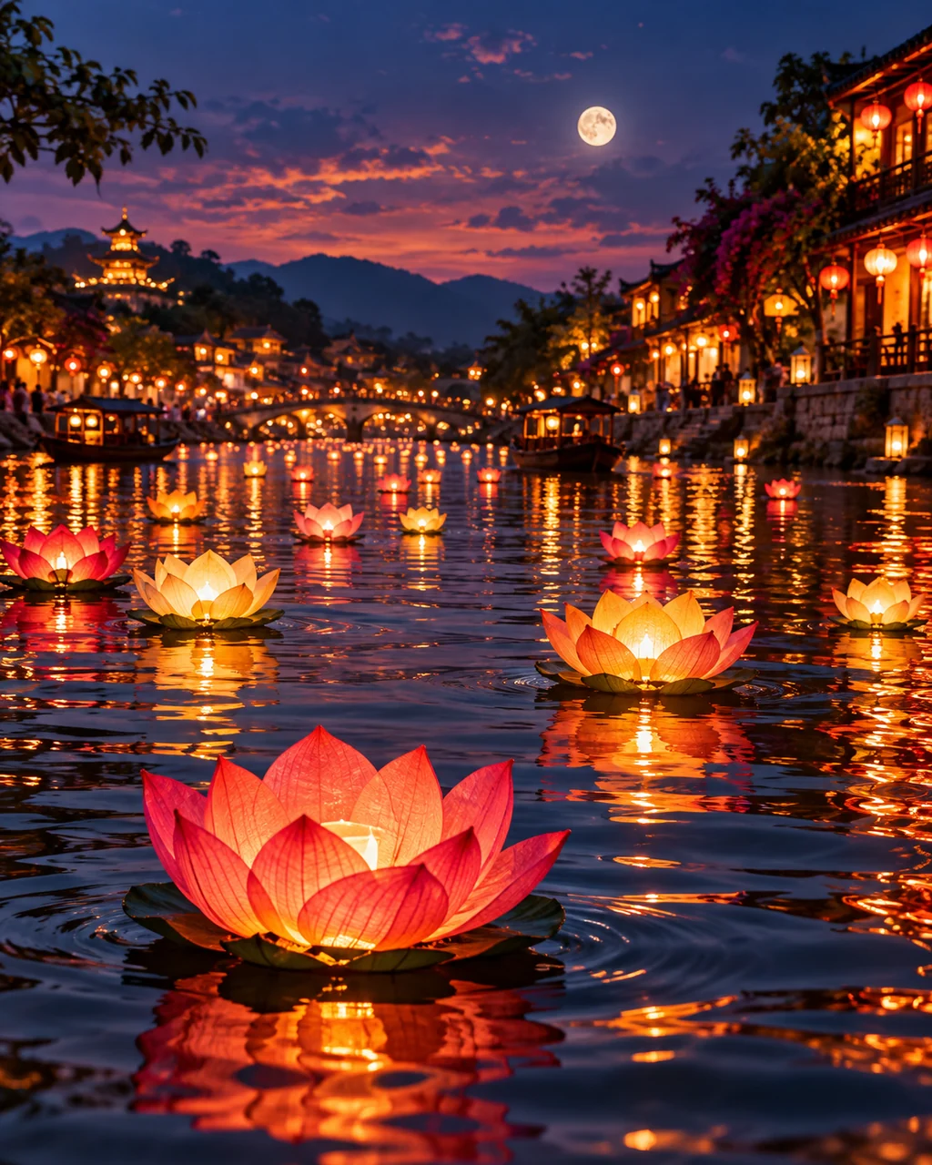 River Lantern Festival · Cinematic dusk