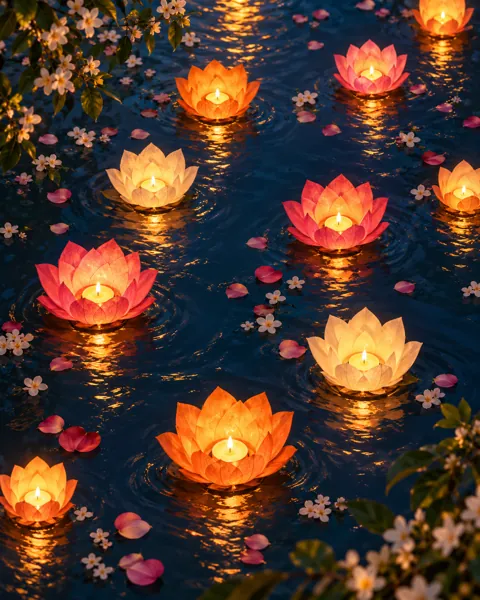 River Lantern Festival · Minimal flat lay