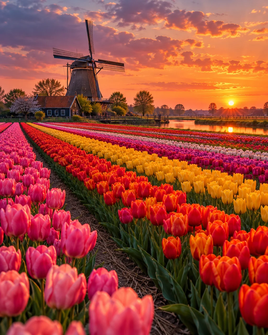 Spring Tulip Fields · Cinematic dusk