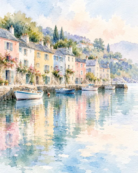 Pastel Harbor Houses · Soft Pastels