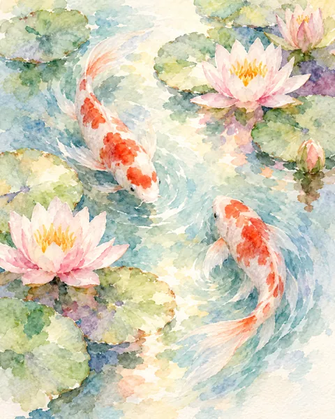 Koi Fish Pond · Soft Pastels