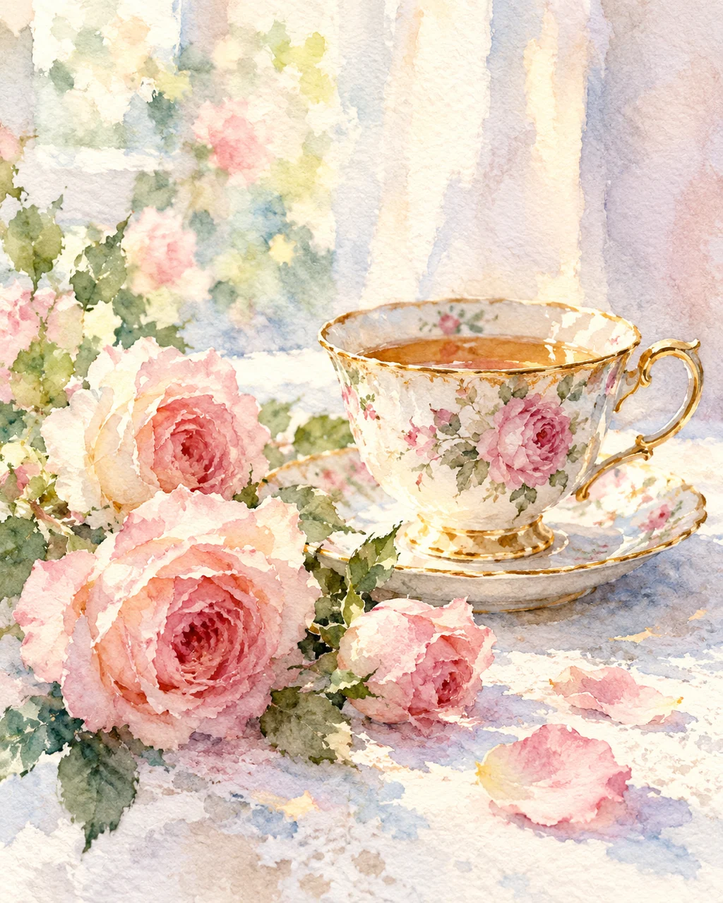 Teacup and Roses · Soft Pastels