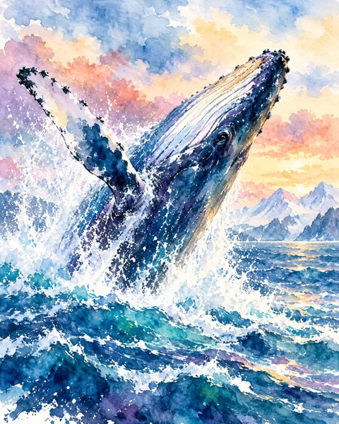 Humpback Whale Breach · Vibrant Pigments