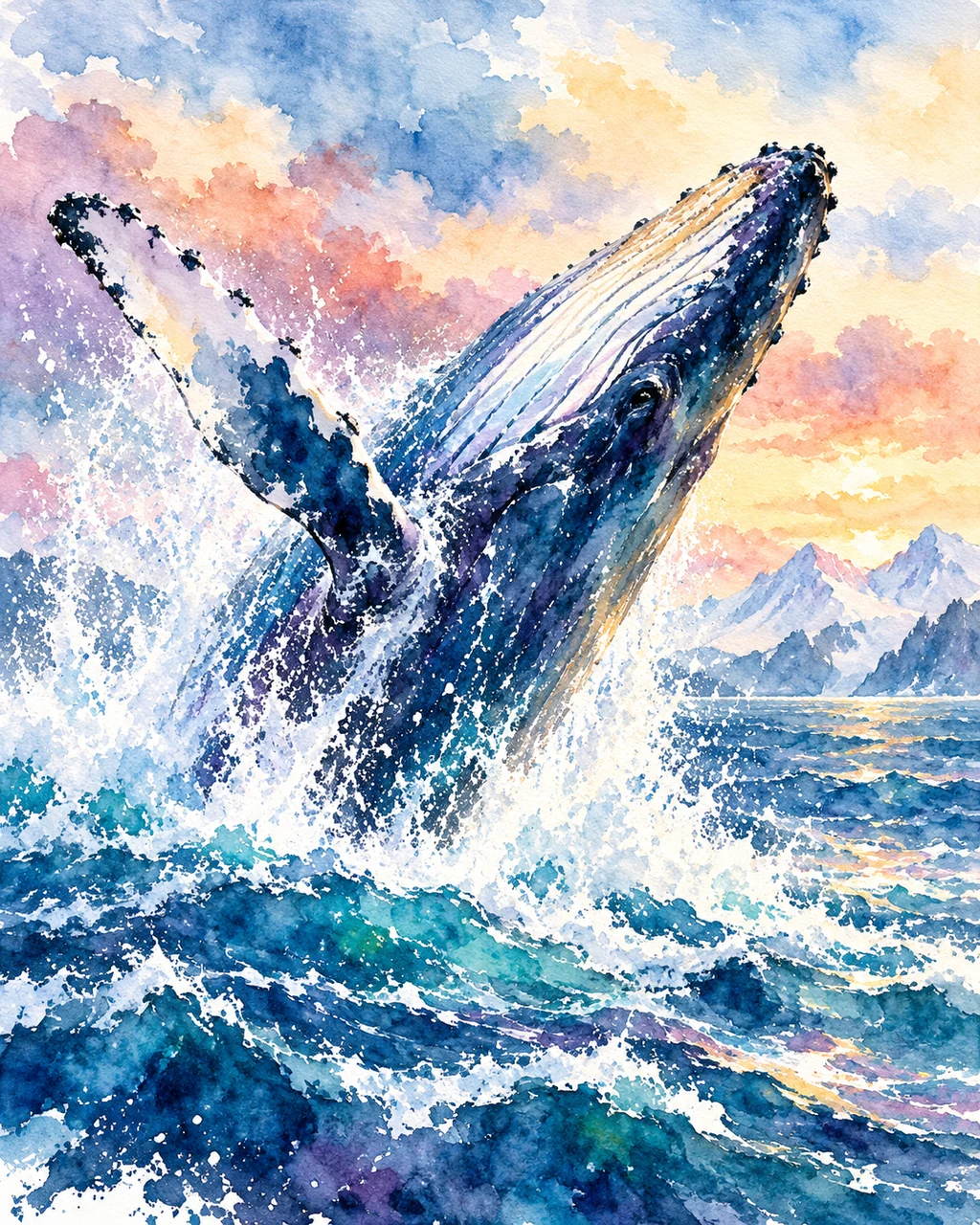 Humpback Whale Breach · Vibrant Pigments
