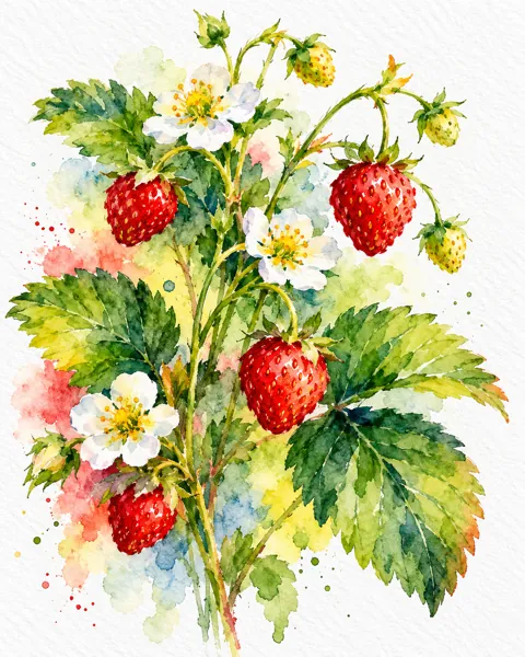 Wild Strawberry Sprig · Vibrant Pigments