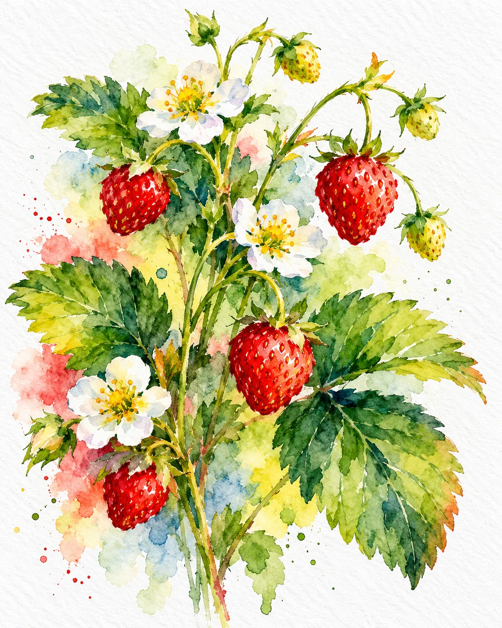 Wild Strawberry Sprig · Vibrant Pigments