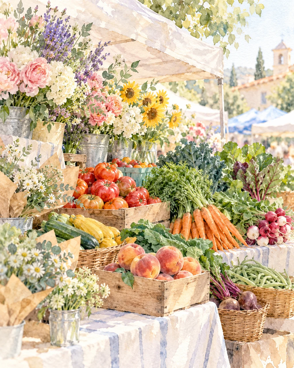 Farmers Market Stall · Soft Pastels