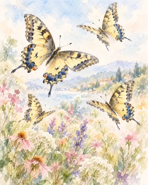Swallowtail Butterflies · Soft Pastels