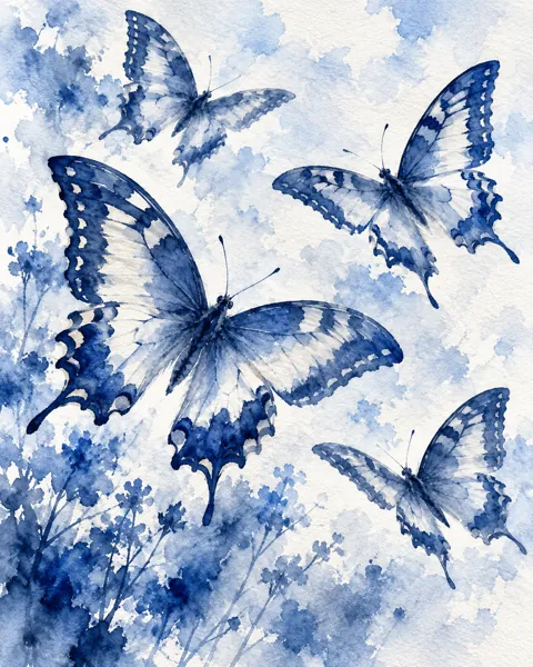 Swallowtail Butterflies · Indigo Monochrome
