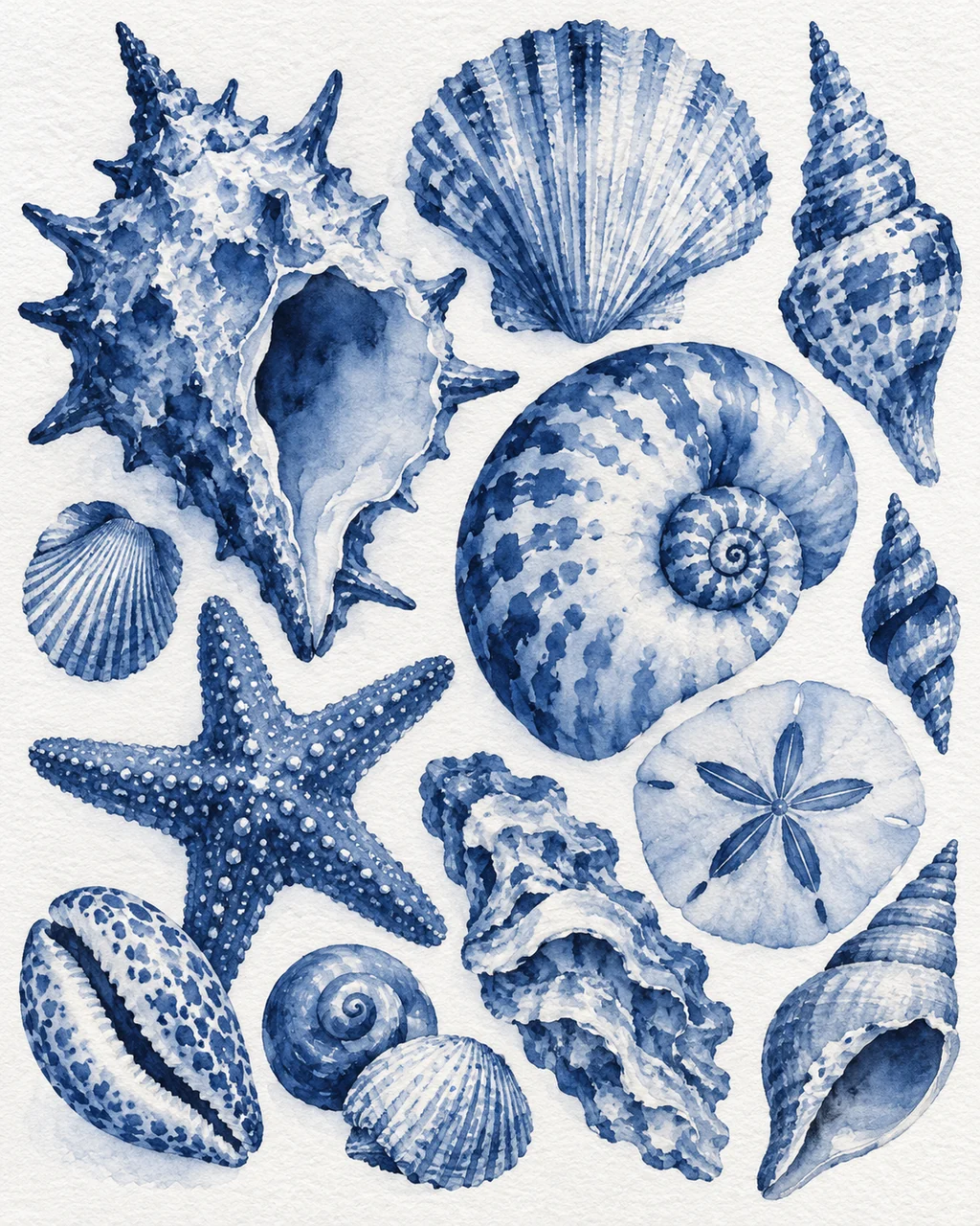 Seashell Collection · Indigo Monochrome