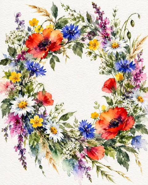 Floral Wreath · Vibrant Pigments
