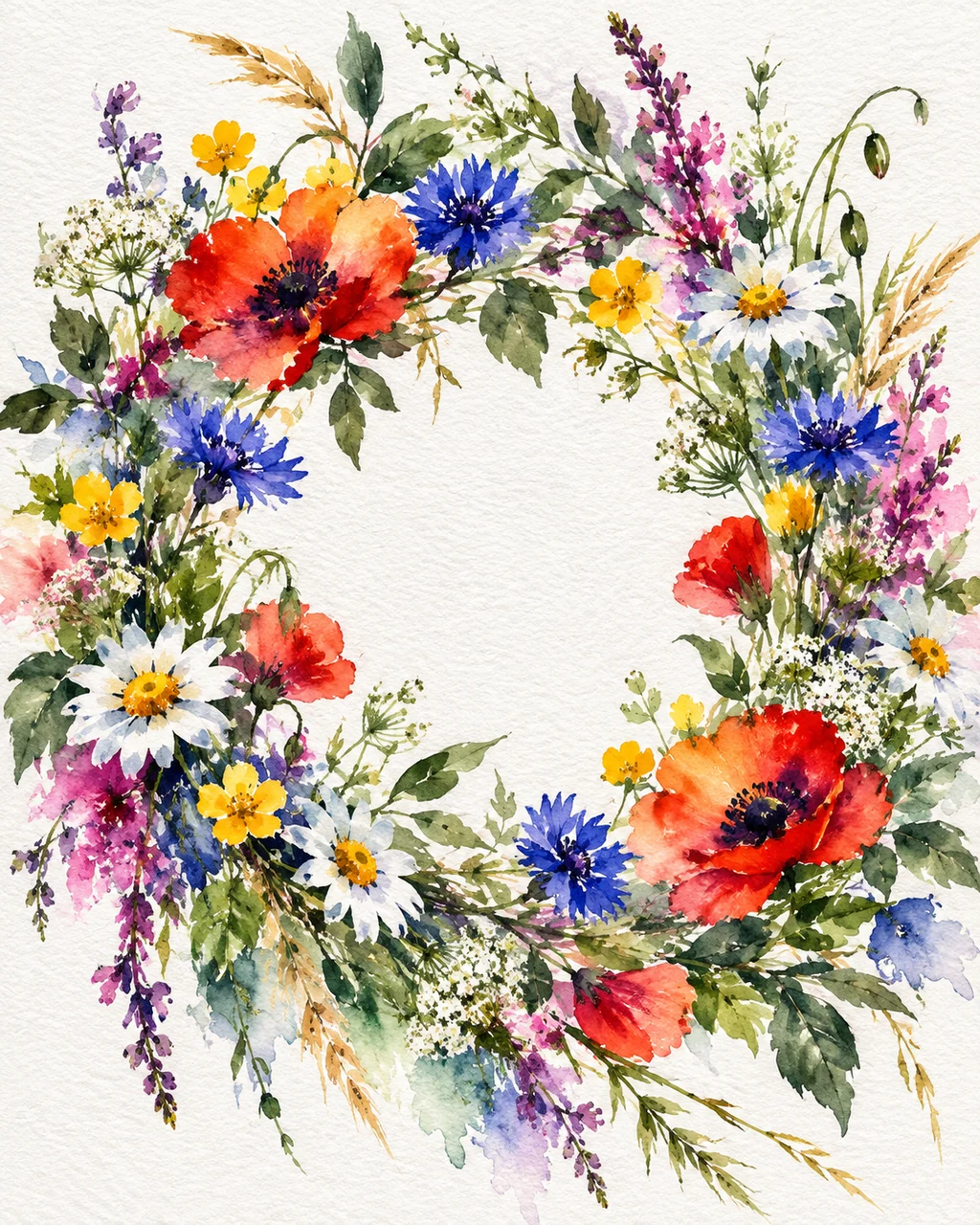 Floral Wreath · Vibrant Pigments