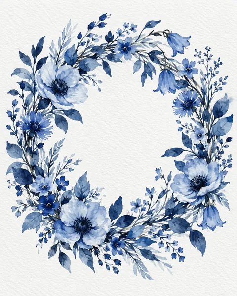 Floral Wreath · Indigo Monochrome