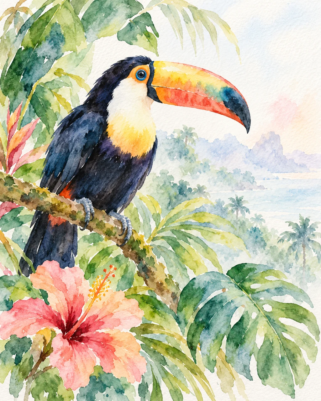 Toucan in the Jungle · Soft Pastels