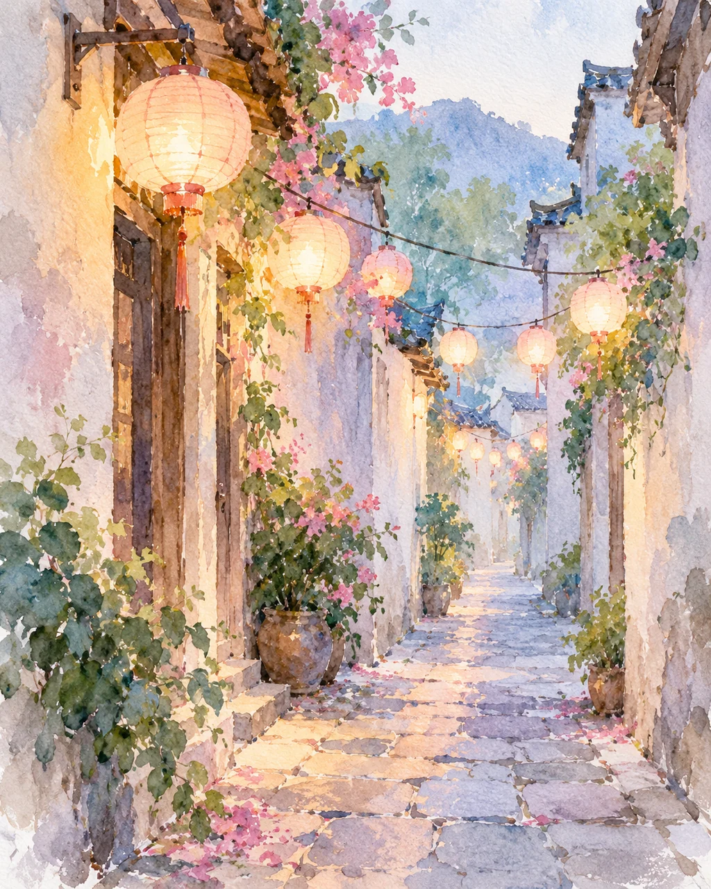 Paper Lantern Alley · Soft Pastels