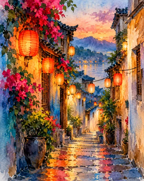 Paper Lantern Alley · Vibrant Pigments