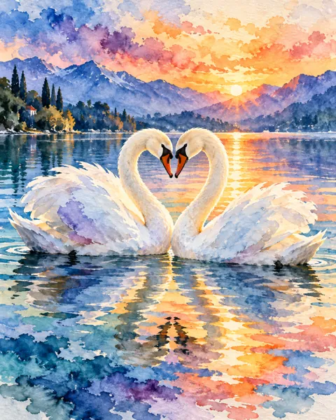Swans on a Lake · Vibrant Pigments